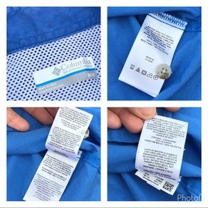 Columbia PFG Performance Fishing Gear Multi-Pocket Vented SS Blue Button Shirt M